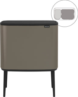 Brabantia Bo Touch Bin Prullenbak - 11 + 23 liter - Afvalscheiding - Platinum