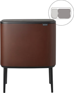 Brabantia Bo Touch Bin Prullenbak - 11 + 23 liter - Afvalscheiding - Mineral Cosy Brown