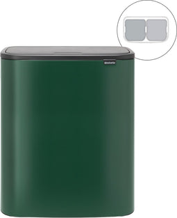 Brabantia Bo Touch Bin Prullenbak - 2 x 30 liter - Afvalscheiding - Pine Green