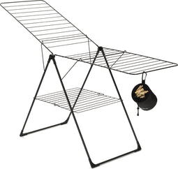 Brabantia Droogrek T model - Inklapbaar Wasrek- met Wasknijpertasje - 20m - Matt Black