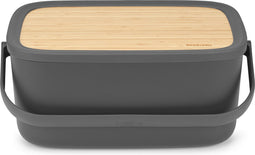 Brabantia Nic Broodtrommel - met Bamboe Deksel - Dark Grey