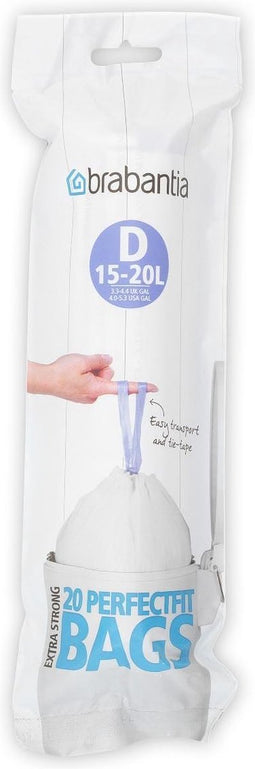 Brabantia PerfectFit Afvalzak met trekbandsluiting - 15/20 l - Code D - 20 stuks