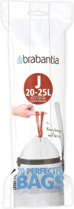 Brabantia PerfectFit Afvalzak met trekbandsluiting - 20/25 l - Code J - 20 stuks
