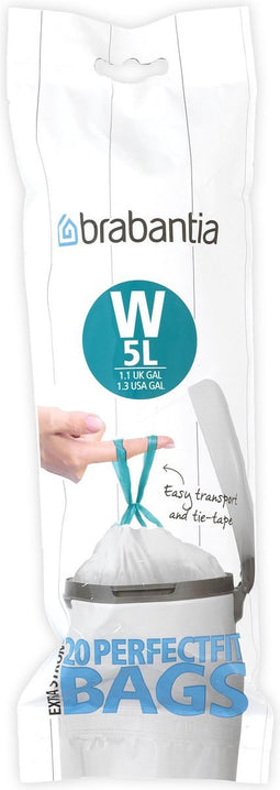 Brabantia PerfectFit Afvalzak met trekbandsluiting - 5 l - Code W - 20 stuks