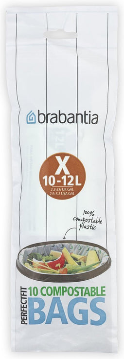 Brabantia PerfectFit Composteerbare Vuilniszakken - 10/12 l - Code X - 10 stuks