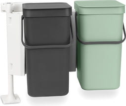 Brabantia Sort & Go Inbouw Prullenbak - 2 x 12 liter - Jade Green/Grey