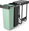 Brabantia Sort & Go Inbouw Prullenbak - 2 x 30 liter - Jade Green en Dark Grey