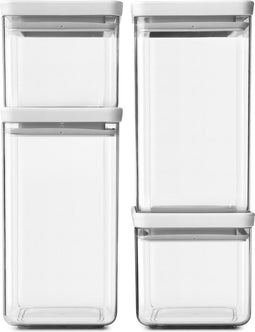 Brabantia Tasty+ Voorraadbussen - Stapelbaar - 2x 0,7 l & 2x 1,6 l - Light Grey