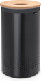 Brabantia Wasmand - met Deksel - 60 l - Matt Black / Kurken deksel