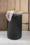 Brabantia Wasmand - met Deksel - 60 l - Matt Black / Kurken deksel