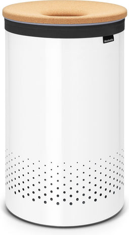 Brabantia Wasmand - met Deksel - 60 l - White / Kurken deksel