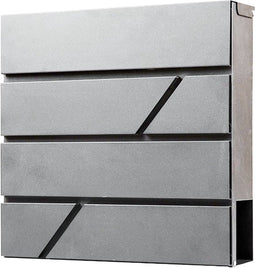 BRASQ Brievenbus Hangend Deluxe Grijs - Wandbrievenbus met krantenvak en Slot - Met krantenvak- RVS