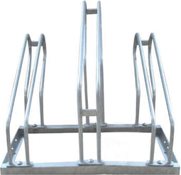 BRASQ Fietsenrek voor 3 Fietsen - Fietsenstandaard - Fietsrek - Fietsbeugel voor Vloer Inclusief bevestigingsmateriaal - Zilver