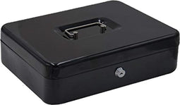 BRASQ Geldkist - Geldkluis met sleutel - Geld kluis met 5-vaks Muntsorteerder - Staal - 30x24x9 cm Zwart