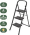 BRASQ Huishoudtrap 3-treden Zwart - keukentrap inklapbaar metaal voor Particulier en professioneel gebruik - Trap Ladder - Anti slip