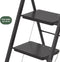 BRASQ Huishoudtrap 3-treden Zwart - keukentrap inklapbaar metaal voor Particulier en professioneel gebruik - Trap Ladder - Anti slip