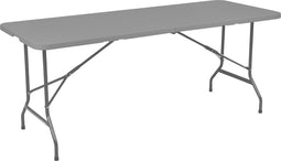 BRASQ Inklapbare Vouwtafel Grijs - 180x70x74cm- Campingtafel - Klaptafel - Weerbestendig - Tafel met draaghandvat