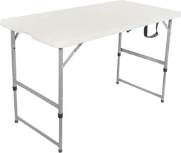 BRASQ Inklapbare Vouwtafel Wit - 120x60x74cm - Campingtafel - Klaptafel - Weerbestendig - Tafel met draaghandvat