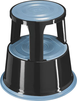 BRASQ Opstapkrukje Verrijdbaar Premium Zwart metaal ST300 draagvermogen 150 kg, opstapkruk, olifantenvoet, kantoorkruk, trap, roltrap, kruk