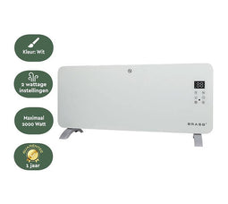BRASQ Smart Convector Kachel Wit - Elektrische Kachel - Heater met WiFi tot 2000 Watt - 2 standen