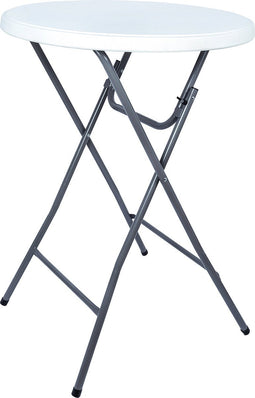 BRASQ Statafel Wit/Grijs ø80 x 110 cm - Bartafel - Vouwtafel - Inklapbaar van kunststof en metaal voor binnen en buiten