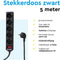 BRASQ Stekkerdoos zwart - 5-voudig – 5m - Verlengsnoer met stekkerdoos - Met schakelaar - Verlengkabel