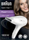 Braun Satin Hair 1 Power Perfection BRHD180E Föhn - Coolshot - 2 temperatuurinstellingen