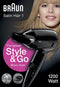Braun Satin Hair 1 Style&Go BRHD130E Föhn - Reis haardroger - Multivoltage - Inklapbaar