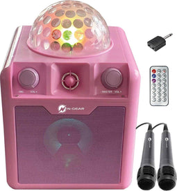 N-GEAR Disco Block 410 - Bluetooth Speaker - Karaoke Set met 2 Microfoons - Roze (2 stuks)
