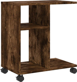 vidaXL - Bijzettafel - met - wieltjes - 50x30x55 - cm - hout - gerookt - eikenkleurig