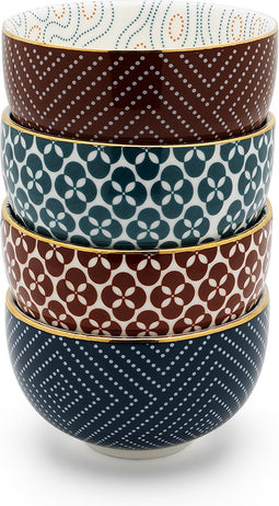 Bredemeijer - Kopjes Pucheng petrol/brick - theemok set van 4