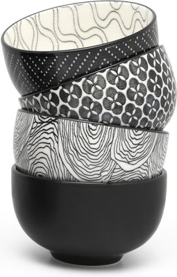 Bredemeijer - Kopjes Pucheng zwart/wit - theemok set van 4