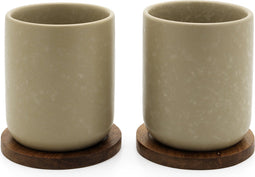 Bredemeijer - Kopjes Umea 200ml leemgrijs + onderzetter - theemok set van 2