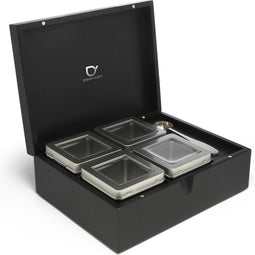 Bredemeijer - Theedoos + 4 blikjes en lepel bamboe zwart