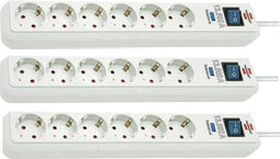 Brennenstuhl 1159720216-3 Overspanningsveilige stekkerdoos 6-voudig Wit Randaarde stekker 3 stuk(s)