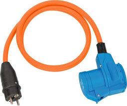 Brennenstuhl Camping CEE Verloopkabel met randaardestekker en CEE haakse koppeling incl. randaardecontactdoos (1,5m kabel in oranje, 230V/16A, voor buitengebruik, Made in Germany)