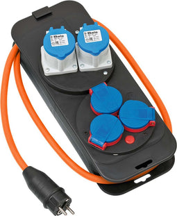 Brennenstuhl Camping Verdeelkast / Stroomverdeler 16A (1,5m H07RN-F 3G2,5 kabel in oranje, voor camping en permanent gebruik buitenshuis IP44, met veiligheidsstekker, Made in Germany)