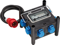 Brennenstuhl Compacte rubberen stroomverdeler met gecertificeerde stroomonderbreker (2m kabel, 7x 230 V/16 A, bouwplaatsgebruik en permanent gebruik buiten, met RCD-schakelaar, Made in Germany)