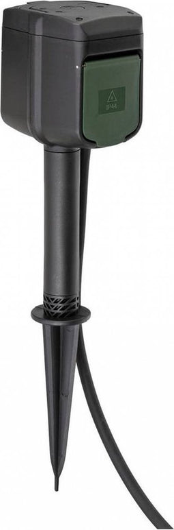 brennenstuhl®Connect slimme stekkerdoos / buitenstopcontact 2-voudig met grondspies en montageplaat (2,4 GHz compatibel met Alexa en Google Assistant, timer met dag- en weekprogramma, 10m kabel)