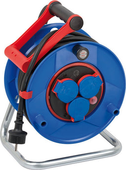 Brennenstuhl Garant Bretec IP44 Kabelhaspel, 25 m, speciaal kunststof (gebruik voor bouwplaatsen en continu gebruik buitenshuis), made in Germany, blauw