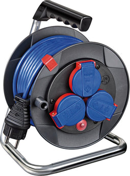 Brennenstuhl Garant Kompakt IP44 Kabelhaspel (15m kabel in blauw, speciale kunststof, kortstondig buitengebruik, Made in Germany)