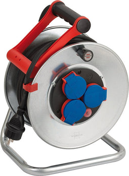 Brennenstuhl Garant S IP44 kabelhaspel, 25m - plaatstaal (kortstondig gebruik buitenshuis) - MADE IN GERMANY - zilver