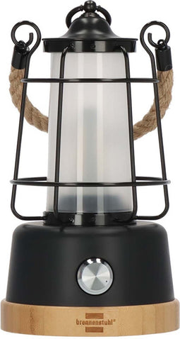 Brennenstuhl oplaadbare campinglamp met henneptouw en bamboevoet (350lm, IP44, brandtijd tot 75h, dimbaar, power bank, instelbare lichtkleur)
