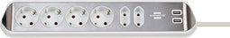 Brennenstuhl - Stekkerdoos brennenstuhl bureau estilo 6-voudig incl. 2 usb 200cm wit zilver | 6 stuks