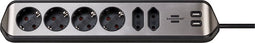 Brennenstuhl - Stekkerdoos brennenstuhl bureau estilo 6-voudig incl. 2 usb 2m zwart zilver | 6 stuks