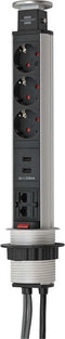 Brennenstuhl Tower Power USB-lader LAN/tafelstekkerdoos, 3-voudig (uitschuifbare stekkerdoos, 2 USB-laadcontacten, 2 x RJ45-aansluitingen, 2 m kabellengte en 2 x 2 m datakabel)