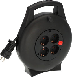 Brennenstuhl Vario Line kabelhaspel 4-voudig / mini-stroomhaspel (verlengsnoer voor huishoudelijk gebruik, 10m kabel, Made in Germany)