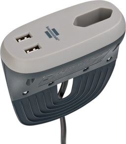 brennenstuhl®estilo stekkerdoos voor banken met USB-aansluitingen (design stekkerdoos met 1x Eurostekker en 2x USB-lader, stekkerdoos met houdstang) antraciet/grijs