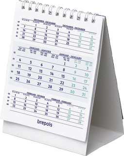 Brepols Bureaukalender kwartaal 2025 staand 10x13 spiraal