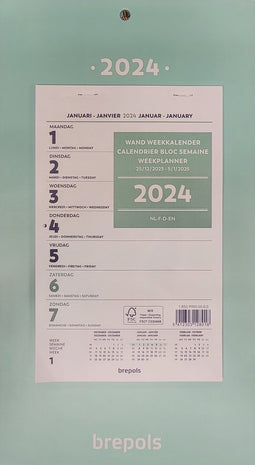 Brepols Wand-week kalender op schild 2024